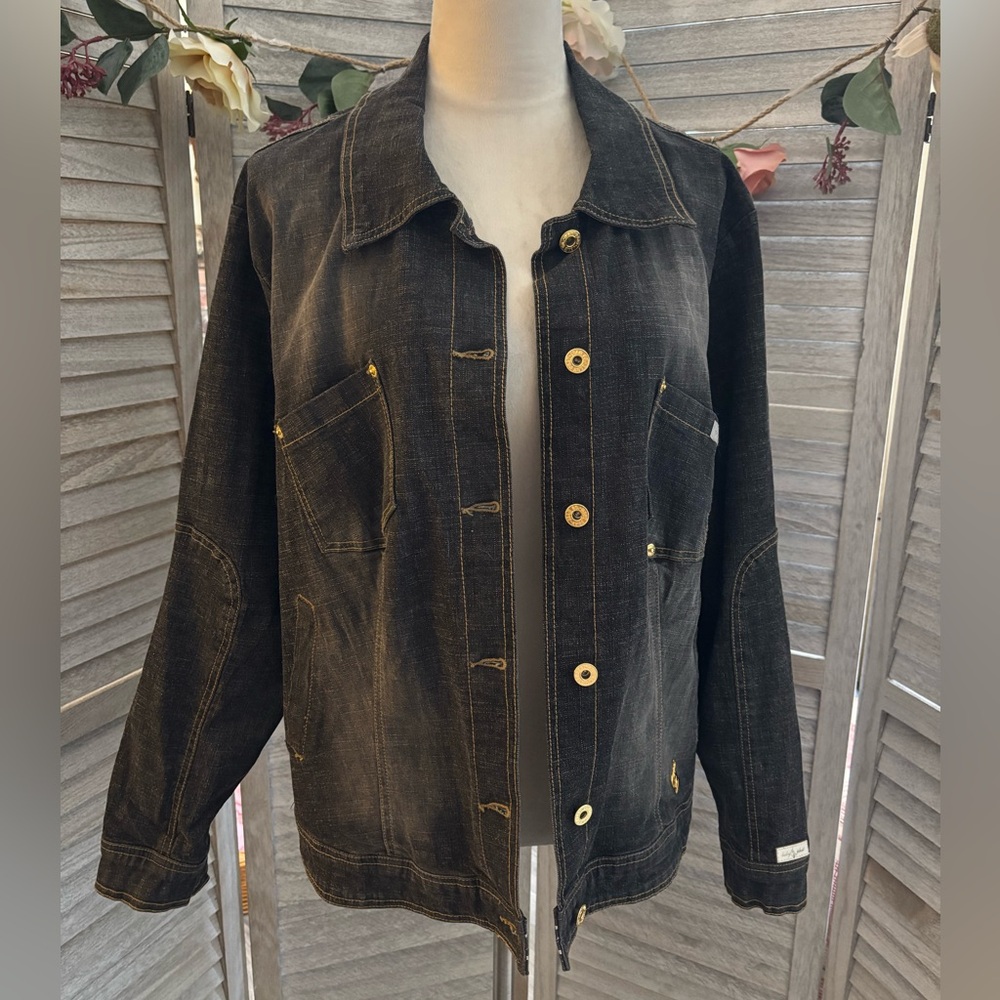 GENUINE RARE Y2K Vintage BABY PHAT Washed Black Denim Jacket Women’s SZ 1X Plus